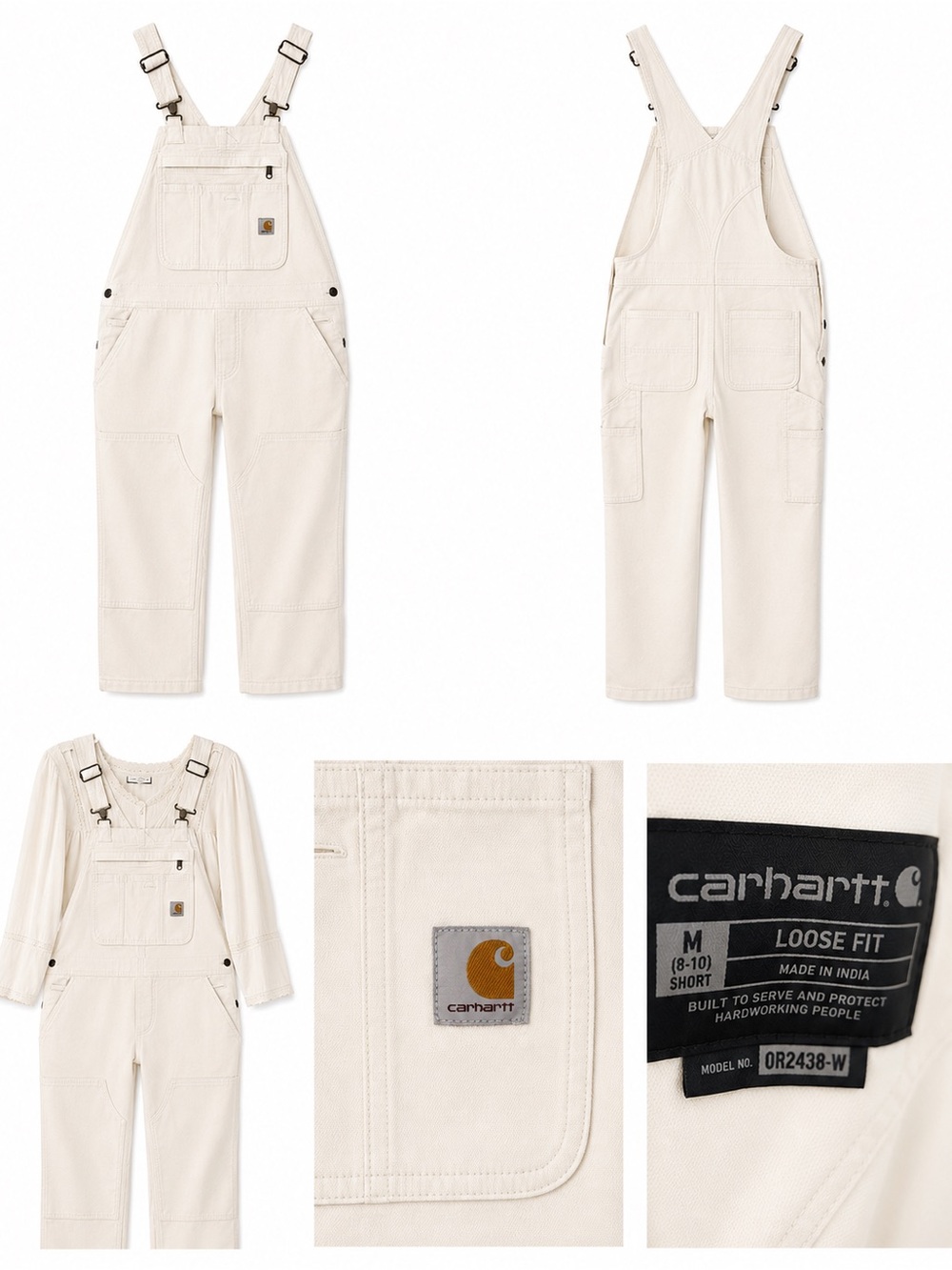 Carhartt Women's Natural Cream Loose-Fit Overalls